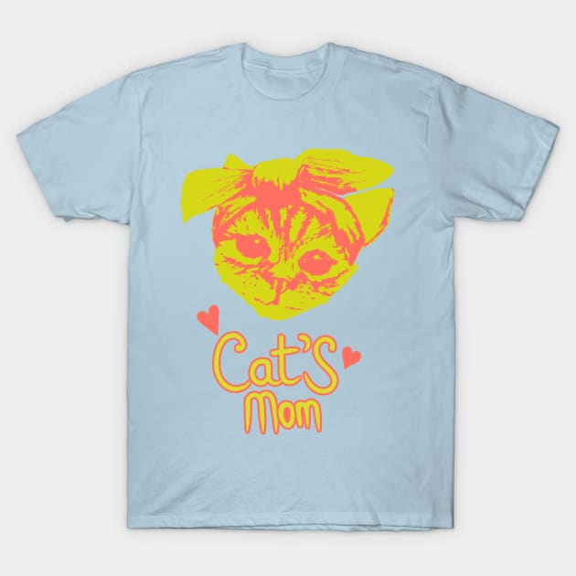 Trendy Neon Cat's Mom Kitty T-Shirt by tatadonets